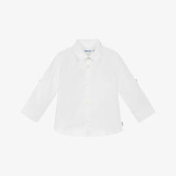 مايورال-قميص كلاسيكي أبيض من مزيج الكتان للأولاد | Childrensalon Outlet