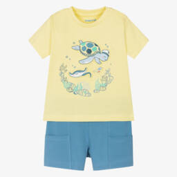 Mayoral-Boys Cotton Jersey Turquoise Set | Childrensalon Outlet