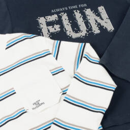 مايورال-توب قطن لون أبيض وكحلي للأولاد ( عدد 2) | Childrensalon Outlet