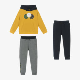 Mayoral-Boys Cotton Tracksuit in Yellow & Blue | Childrensalon Outlet
