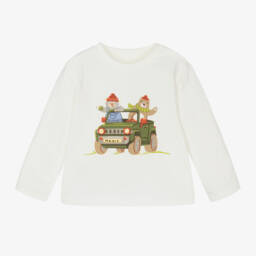 Mayoral-Boys Cream Long Sleeve Tee | Childrensalon Outlet