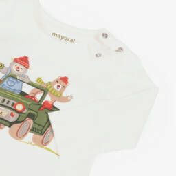 Mayoral-Boys Cream Long Sleeve Tee | Childrensalon Outlet