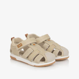 Mayoral-صنادل جلدية شامواه كريمية للأولاد | Childrensalon Outlet