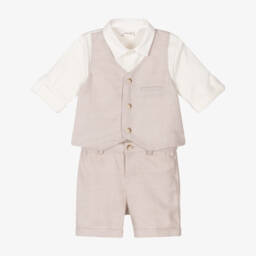 Mayoral Newborn-طقم شورتات قطنية كريمية للأولاد | Childrensalon Outlet