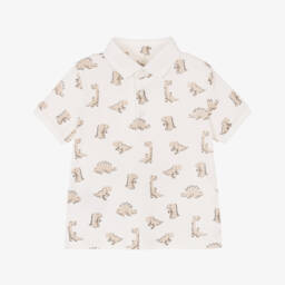 Mayoral-Boys Creamy Dino Piqué Polo | Childrensalon Outlet