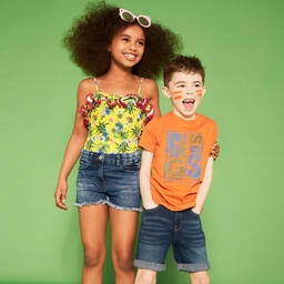 مايورال-شورت برمودا قطن دنيم لون أزرق داكن للأولاد | Childrensalon Outlet