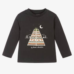 Mayoral-Boys Dark Grey Cotton Top | Childrensalon Outlet