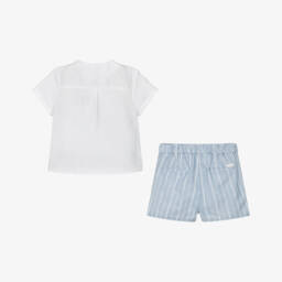 Mayoral Newborn-Boys Dreamy Blue Linen Ensemble | Childrensalon Outlet