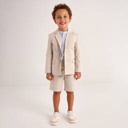 Mayoral-Boys Elegant Beige Cotton Jacket | Childrensalon Outlet