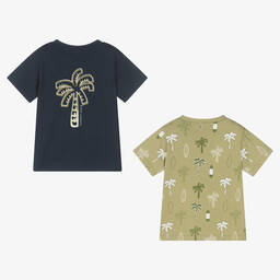 Mayoral-Boys Green & Blue Cotton T-Shirts (2 Pack) | Childrensalon Outlet