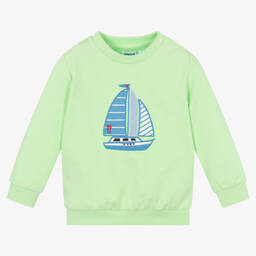 Mayoral-Boys Green Boat Cotton Sweatshirt | Childrensalon Outlet