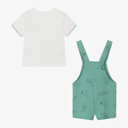 Mayoral-Boys Green Cotton Dungaree Shorts Set | Childrensalon Outlet
