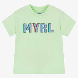 Mayoral-Boys Green Cotton Logo T-Shirt | Childrensalon Outlet