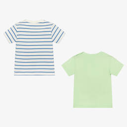 مايورال-2 تيشيرت قطن مستدام لون أخضر وعاجي | Childrensalon Outlet