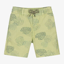 Mayoral-Boys Green Leaf Cotton Shorts | Childrensalon Outlet