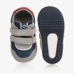 Mayoral-Серо-синие кожаные кроссовки со звездами | Childrensalon Outlet