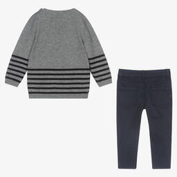 مايورال-طقم بنطلون أطفال ولادي قطن لون رمادي وكحلي | Childrensalon Outlet