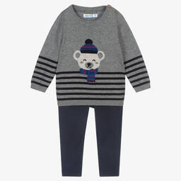 مايورال-طقم بنطلون أطفال ولادي قطن لون رمادي وكحلي | Childrensalon Outlet