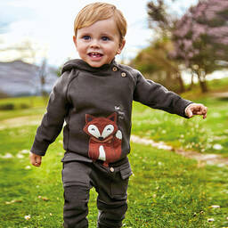 Mayoral-Boys Grey Fox Cotton Hoodie | Childrensalon Outlet