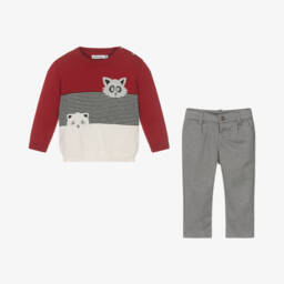 Mayoral-Boys Grey Knit Trouser Set | Childrensalon Outlet