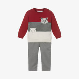 Mayoral-Boys Grey Knit Trouser Set | Childrensalon Outlet