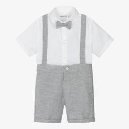 Mayoral-Boys Grey & White Summer Ensemble | Childrensalon Outlet