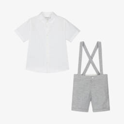 Mayoral-Boys Grey & White Summer Ensemble | Childrensalon Outlet