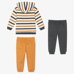 Mayoral-Boys Grey & Yellow Striped Joggers Set | Childrensalon Outlet