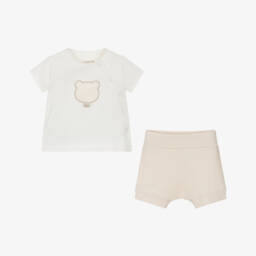 Mayoral Newborn-Boys Ivory & Beige Shorts Ensemble | Childrensalon Outlet
