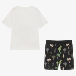 Mayoral-Кремовая футболка и черные шорты из хлопка | Childrensalon Outlet