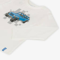 Mayoral-Boys Ivory Blue Car Graphic Shirt | Childrensalon Outlet