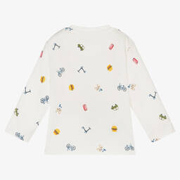 Mayoral-Кремовый топ из хлопкового джерси с надписью | Childrensalon Outlet