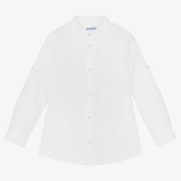 Mayoral-Boys Ivory Cotton & Linen Shirt | Childrensalon Outlet