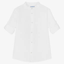 Mayoral-Boys Ivory Cotton & Linen Shirt | Childrensalon Outlet
