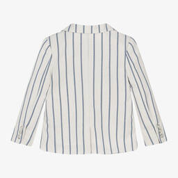 مايورال-جاكيت بلايزر قطن وكتان مقلم لون عاجي للأولاد | Childrensalon Outlet