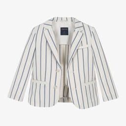 مايورال-جاكيت بلايزر قطن وكتان مقلم لون عاجي للأولاد | Childrensalon Outlet