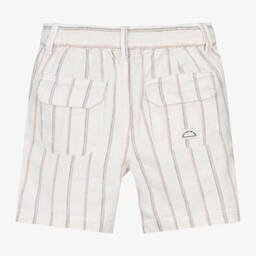 Mayoral-شورت قطن وكتان مقلم لون عاجي للأولاد | Childrensalon Outlet