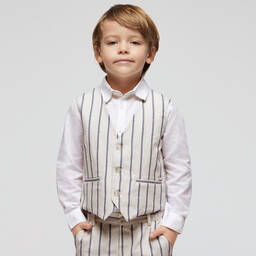 Mayoral-Boys Ivory Cotton & Linen Waistcoat | Childrensalon Outlet