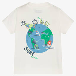Mayoral-Boys Ivory Cotton Surf T-Shirt | Childrensalon Outlet