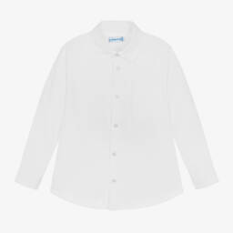 Mayoral-Boys Ivory Cotton Twill Blouse | Childrensalon Outlet