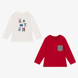 مايورال-توب قطن مستدام لون عاجي وأحمر (عدد 2) | Childrensalon Outlet