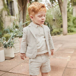 Mayoral-Boys Ivory Soft Knit Polo Top | Childrensalon Outlet