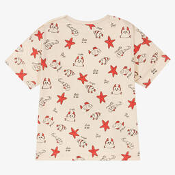 Mayoral-Кремовая хлопковая футболка с морскими обитателями | Childrensalon Outlet