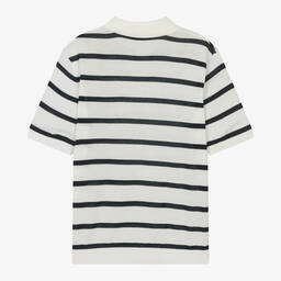 Mayoral Nukutavake-Boys Ivory Striped Cotton Polo Shirt | Childrensalon Outlet