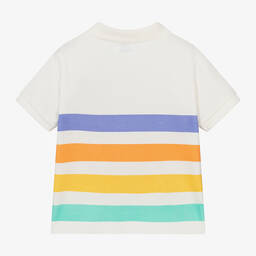 Mayoral-Boys Ivory Striped Cotton Polo Shirt | Childrensalon Outlet