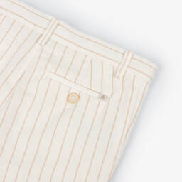 Mayoral-Boys Ivory Striped Linen Shorts | Childrensalon Outlet