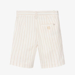 Mayoral-Boys Ivory Striped Linen Shorts | Childrensalon Outlet