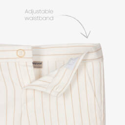 Mayoral-Boys Ivory Striped Linen Shorts | Childrensalon Outlet