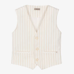 Mayoral-Кремовый полосатый льняной жилет для мальчиков | Childrensalon Outlet