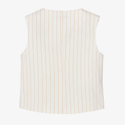 Mayoral-Кремовый полосатый льняной жилет для мальчиков | Childrensalon Outlet